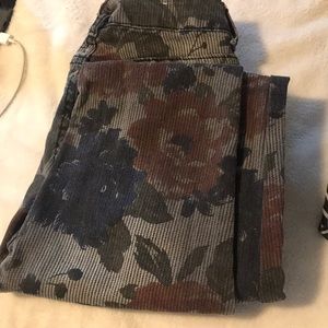 Beautiful jeans flower patterned over stripes